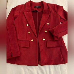 Marc New York Red Blazer, sueded feel, gold buttons with hook closure 2 pockets